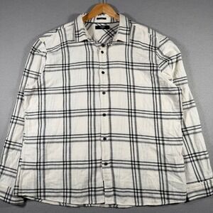 Mavi Mens 3XL Slim Fit Plaid Button Down Shirt White Black Cotton M0210091-80808